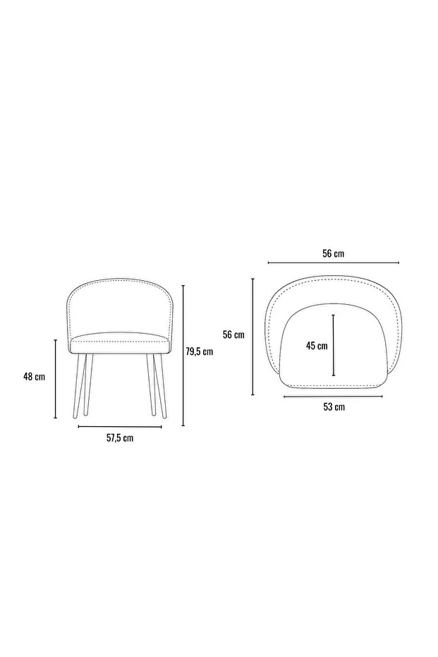 Zen Sandalye Ceviz Ayak Kiremit Kumaş 2 Adet
